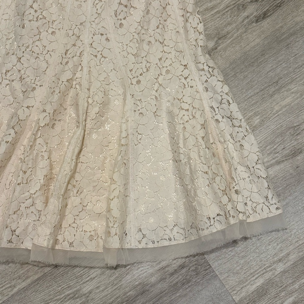 NEW WITH TAGS TAHARI COLLECTION $448 Cream Eyelet Lace Cotton Pleated Skirt SZ 4 - Picture 7 of 14